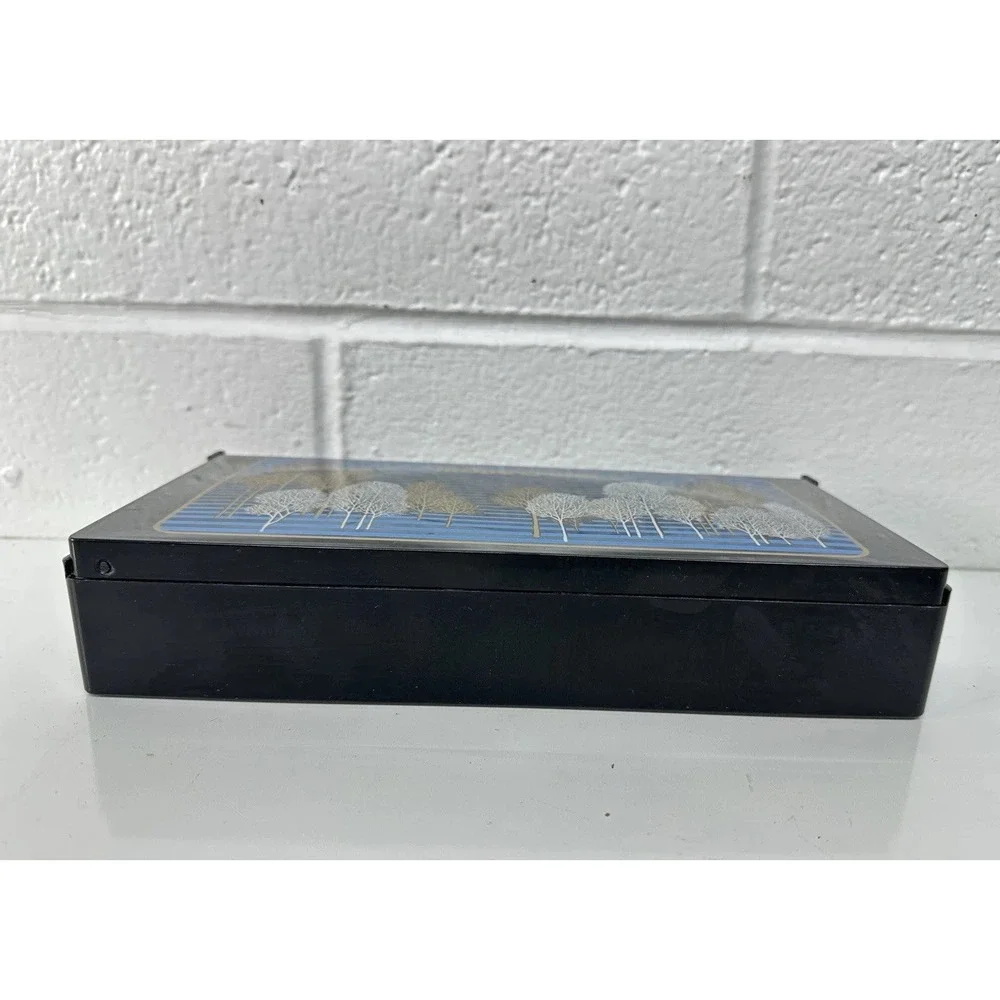 Vintage Mode O'Day‎ Folding Vanity Case Hard Makeup Box w/ Mirror Trees 60s/70s